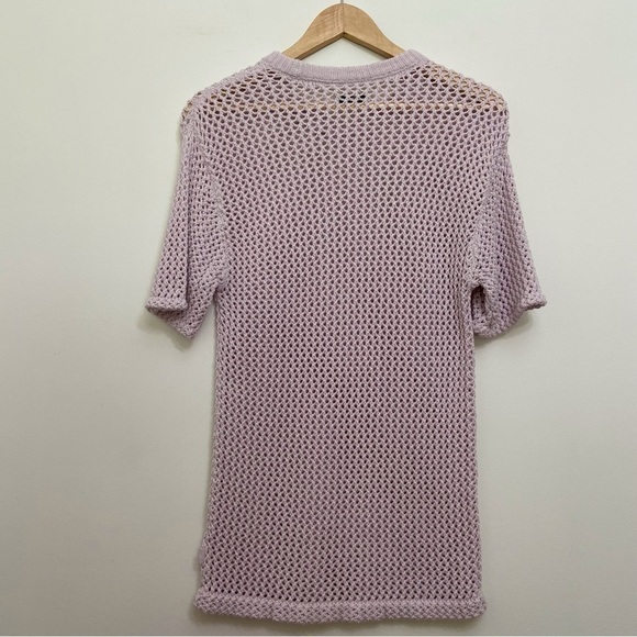 Tna crochet sweater cotton powder pink 2XS short sleeves round neck summer knit - Picture 4 of 12